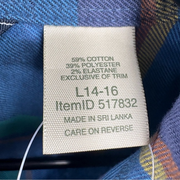 L.L.Bean Kids' BeanFlex All-Season Flannel Shirt - Marine Blue - Picture 6 of 12